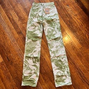 Reformation Marble High Rise Long Jeans Size 23 Avocado Swirl Print NWT